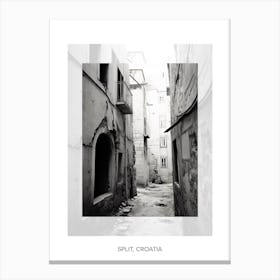 Poster Of Split, Croatia, Black And White Old Photo 4 Canvas Print