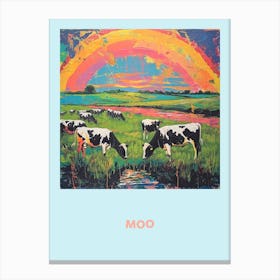 Moo Cow Rainbow Poster 3 Canvas Print
