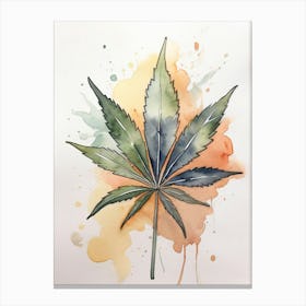 Marijuana Leaf Watercolor Painting 2 Canvas Print