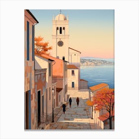 Zadar Croatia 3 Vintage Pink Travel Illustration Canvas Print