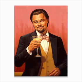 Leonardo DiCaprio Cheers Art Canvas Print