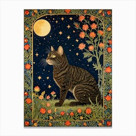 William Morris Cat In The Moonlight 7 Canvas Print