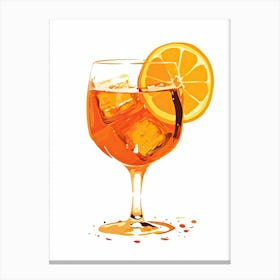 Watercolour Aperol Spritz Floral Infusion Cocktail 1 Canvas Print