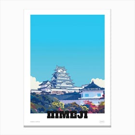 Himeji Castle Japan 2 Colourful Illustration Poster Canvas Print