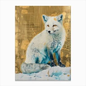 Arctic Fox Gold Effect Collage 1 Canvas Print