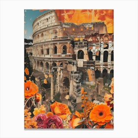 Rome   Floral Retro Collage Style 2 Canvas Print