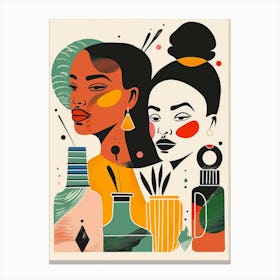 Two Women With Beauty Products Canvas Print