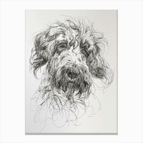 Long Hair Furry Dog Line Sketch 1 Canvas Print