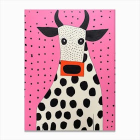 Pink Polka Dot Cow 2 Canvas Print
