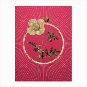 Gold Welsh Poppy Glitter Ring Botanical Art on Viva Magenta n.0251 Canvas Print