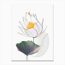 Lotus Flower In Garden Abstract Line Drawing 4 Canvas Print