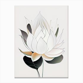 White Lotus Abstract Line Drawing 1 Canvas Print