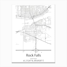 Rock Falls,United States Minimalist Map Canvas Print