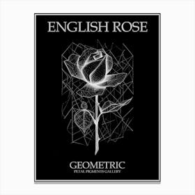 English Rose Geometric Line Drawing 2 Poster Inverted Canvas Print