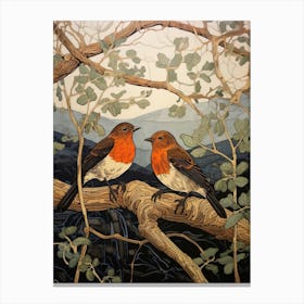 Art Nouveau Birds Poster European Robin 3 Canvas Print