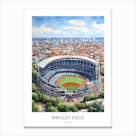 Wrigley Field 3 Chicago Watercolour Travel Poster Canvas Print