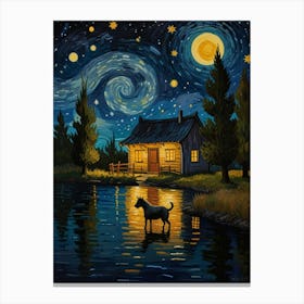 Dog At Night Canvas Print