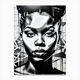 Vintage Graffiti Mural Of Beautiful Black Woman 18 Canvas Print