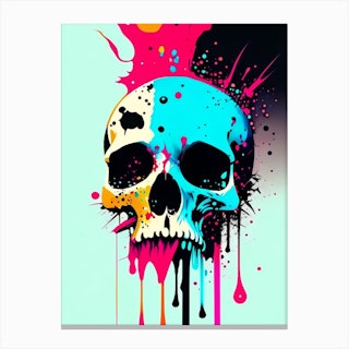 Skull With Splatter Effects 2 Pop Art Canvas Print