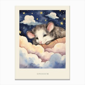 Baby Opossum 1 Sleeping In The Clouds Nursery Poster Canvas Print