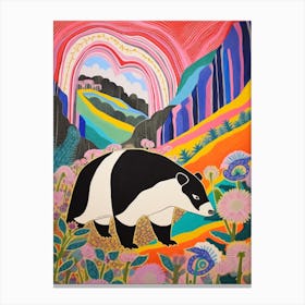 Maximalist Animal Painting Badger 2 Canvas Print