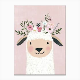 Lamb With Flowers Canvas Print