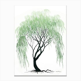 Willow Tree Pixel Illustration 1 Canvas Print