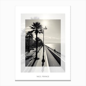 Poster Of Nice, France, Black And White Old Photo 1 Canvas Print