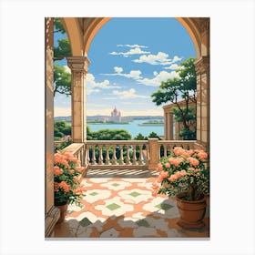 Vizcaya Museum And Gardens Usa Illustration 2  Canvas Print
