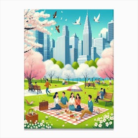 Picnic In The Park and City Canvas Print