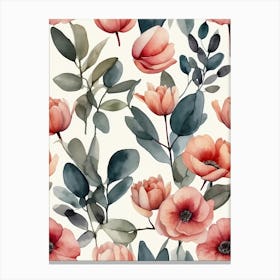 Watercolor Floral Pattern 5 Canvas Print