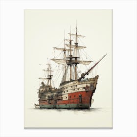 Titanic Ship Simple Pencil Drawing 3 Canvas Print