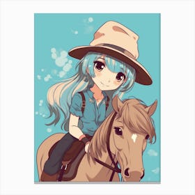 Cute Cowgirl With Horse 1 Canvas Print