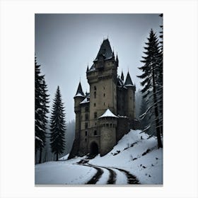 Castle In The Snow Shadow of the Carpathian Keep Canvas Print