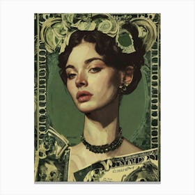 Woman With Money On Her Head Canvas Print