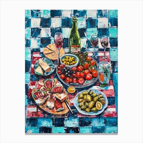 Mediterranean Mezze Board Blue Checkerboard 1 Canvas Print