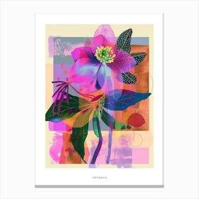 Hellebore 3 Neon Flower Collage Poster Canvas Print