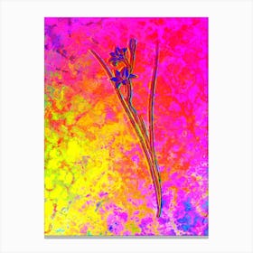 Gladiolus Botanical in Acid Neon Pink Green and Blue n.0289 Canvas Print
