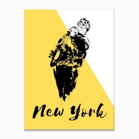 Musician in New York Black and Yellow Canvas Print