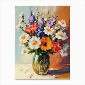 Oil Painting Of Spring Flowers In A Vase 2 Canvas Print