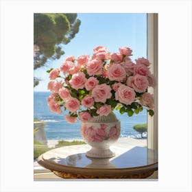 Rose Garden Glory: Floral Vase Wall Décor Canvas Print
