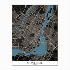 Montreal Black Blue Canvas Print