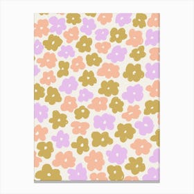 Daisies Pattern 1 Lila Ochre Peach Pink Canvas Print