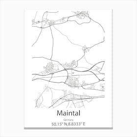 Maintal,Germany Minimalist Map Canvas Print