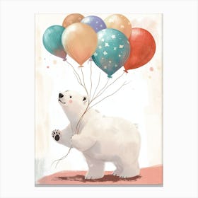 Polar Bear Holding Balloons Storybook Illustration 1 Canvas Print
