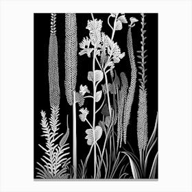 Horsetail Wildflower Linocut 1 Canvas Print