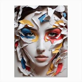 Paper Art Women face paper torn color eyes Canvas Print