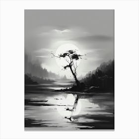 Tranquility Abstract Black And White 5 Canvas Print