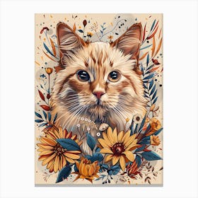 Cat In Flowers 4 Canvas Print