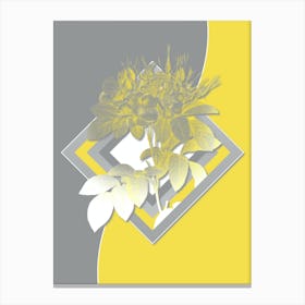 Vintage Pasture Rose Botanical Geometric Art in Yellow and Gray n.001 Canvas Print
